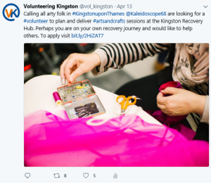 Example of tweet from Volunteering Kingston